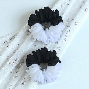 Elegant Black and White Scrunchie Set